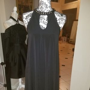 NWT! Asymmetrical Gold Studded Halter Dress